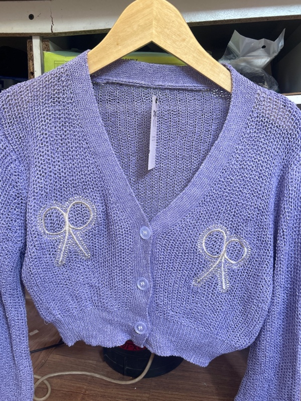 Cardigan Rajut Renggang Pita Dada