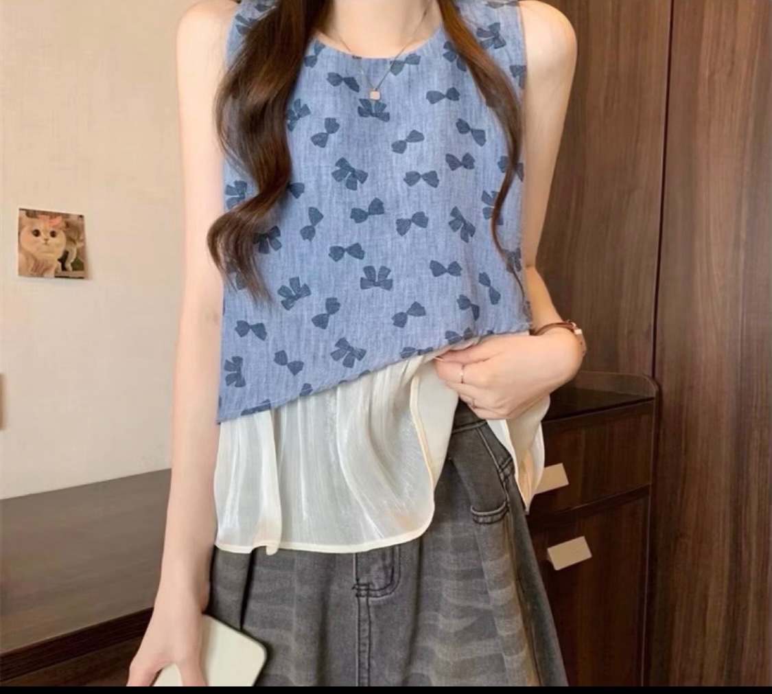 Atasan Summer Print Pita Rumbai